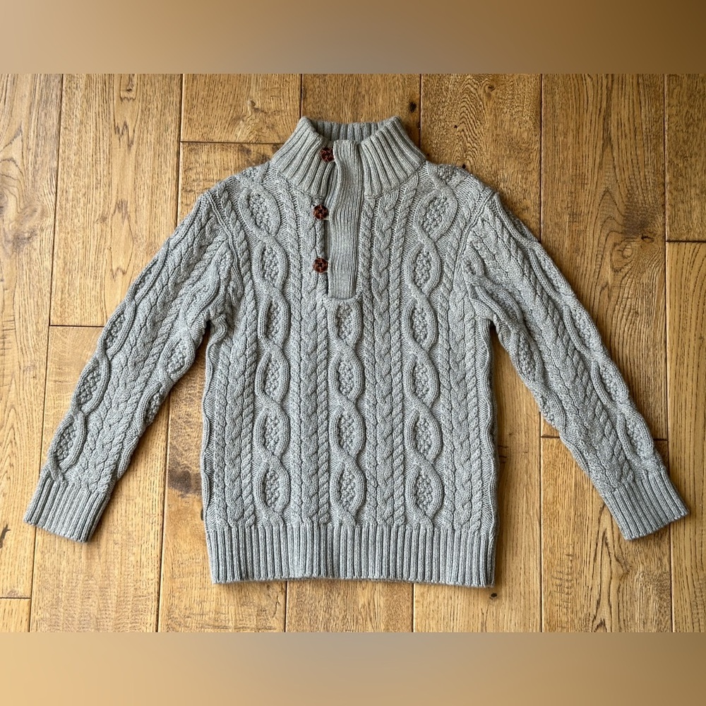 Hope & Henry Mock Neck Cable Sweater with Buttons size XXS NWT